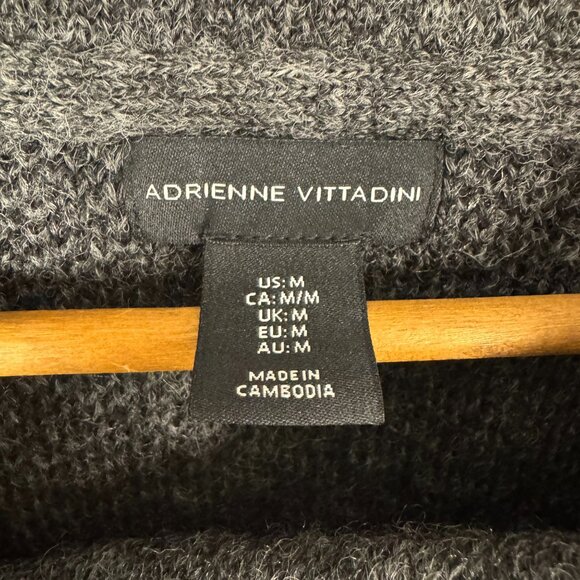 Adrienne Vittadini Gray Cowl-Neck Sweater – Asymmetrical Button Front, Damask - Picture 5 of 8